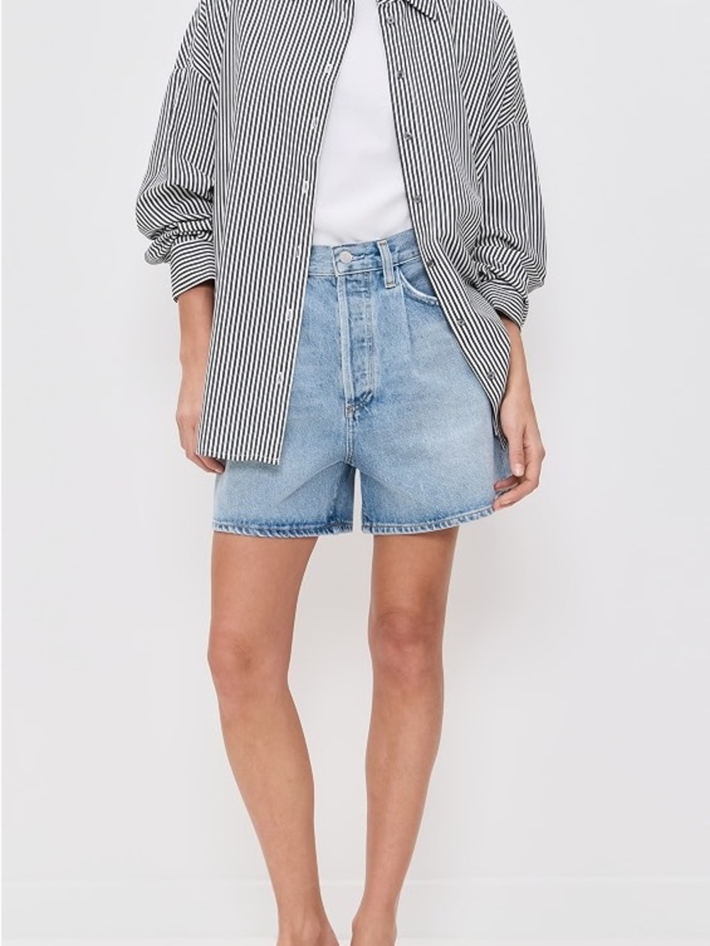 Agolde Stella Light Blue High-Rise Denim Shorts - size 24